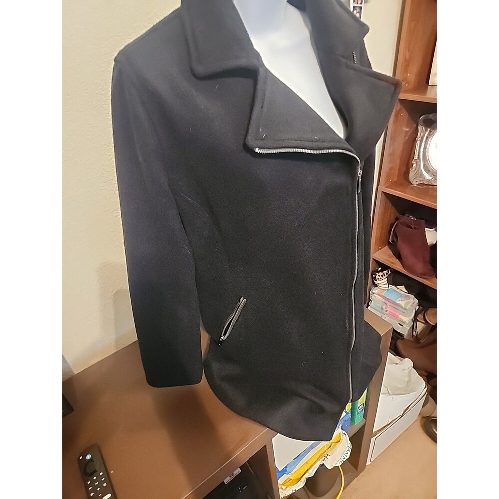 Old Navy Women's Long Black Jacket Size M Medium Trench Coat Parka Winter Top - Picture 2 of 7